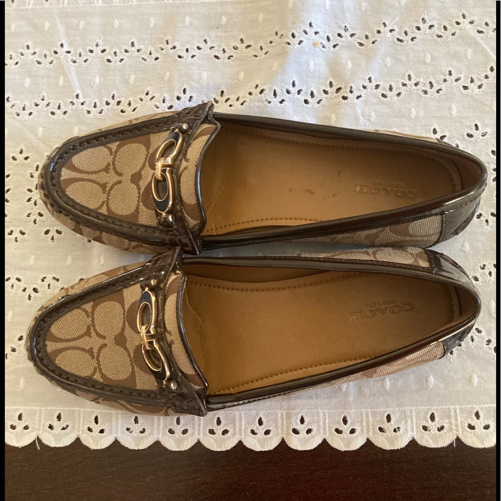 Coach Fortunata Signature Khaki Leather Shoes